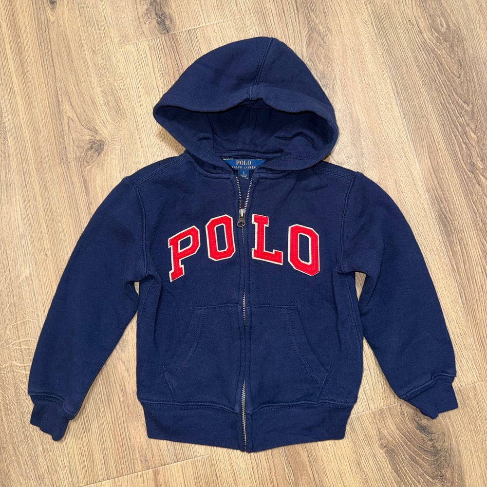 Polo Ralph Lauren Kids Navy Hoodie Jacket Youth Size 5 Full Zip Sweatshirt